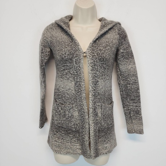 Banana Republic Alpaca Cardigan Womens XS Gray Hooded Long Sleeve Wool Pockets - Picture 1 of 15